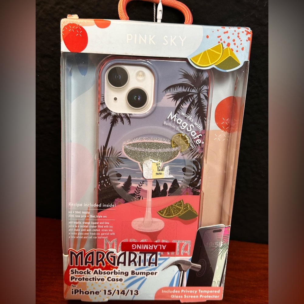 NIB ~ Pink Sky. Margarita Shock Absorbing Bumper Phone‎ Case for iPhone 13,14,15